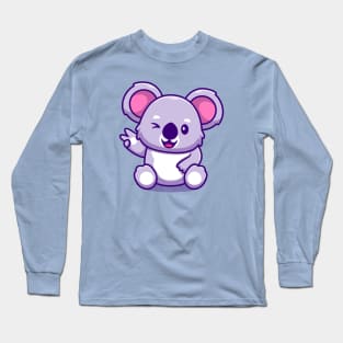 Cute Koala Peace Hand Long Sleeve T-Shirt